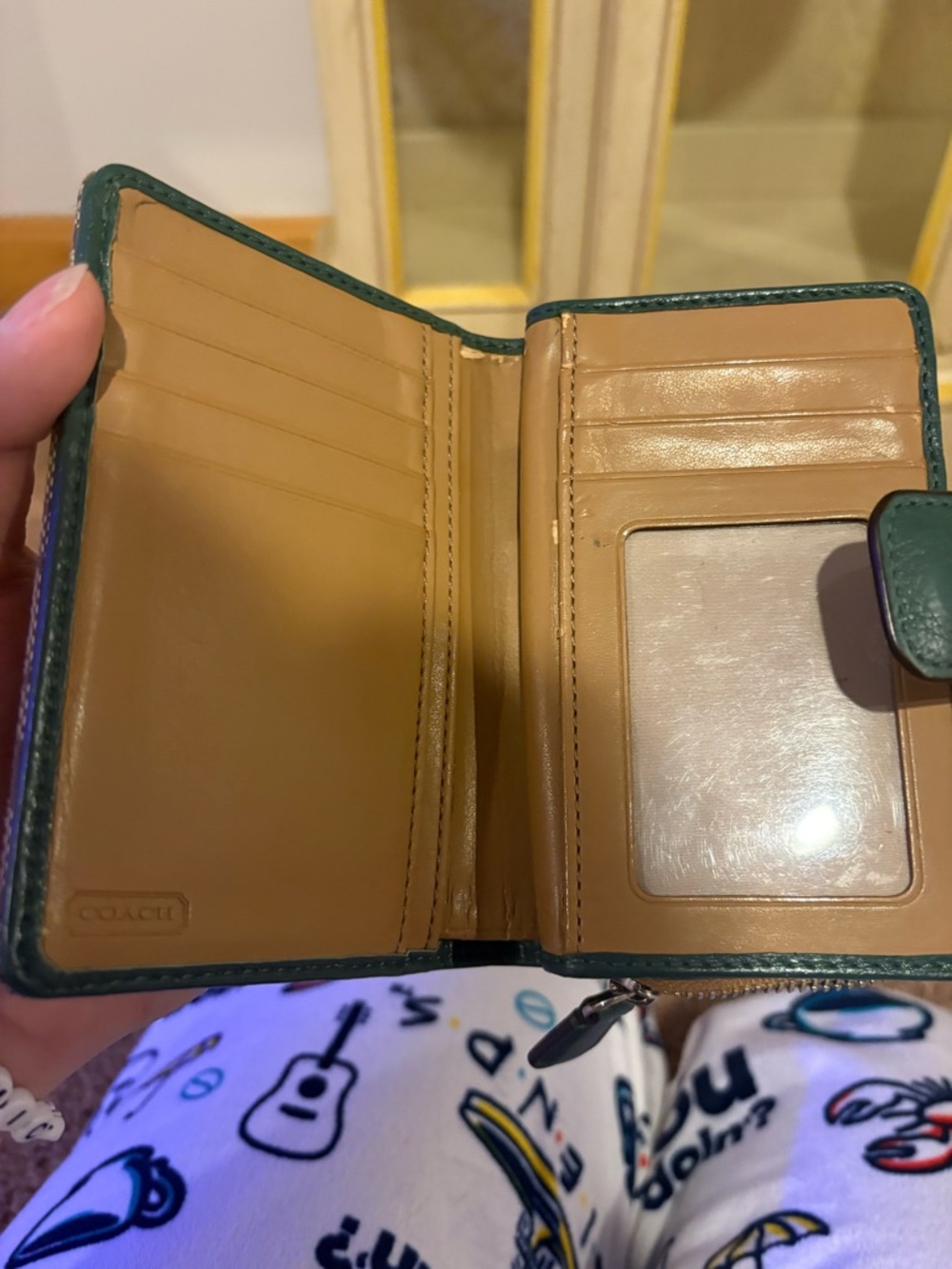 Coach Pebbled Leather Green Shoulder Bag and matching wallet vintage - Picture 14 of 16